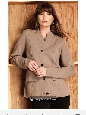 Notched-Collar Sweater Jacket in Mocha Latte Heather